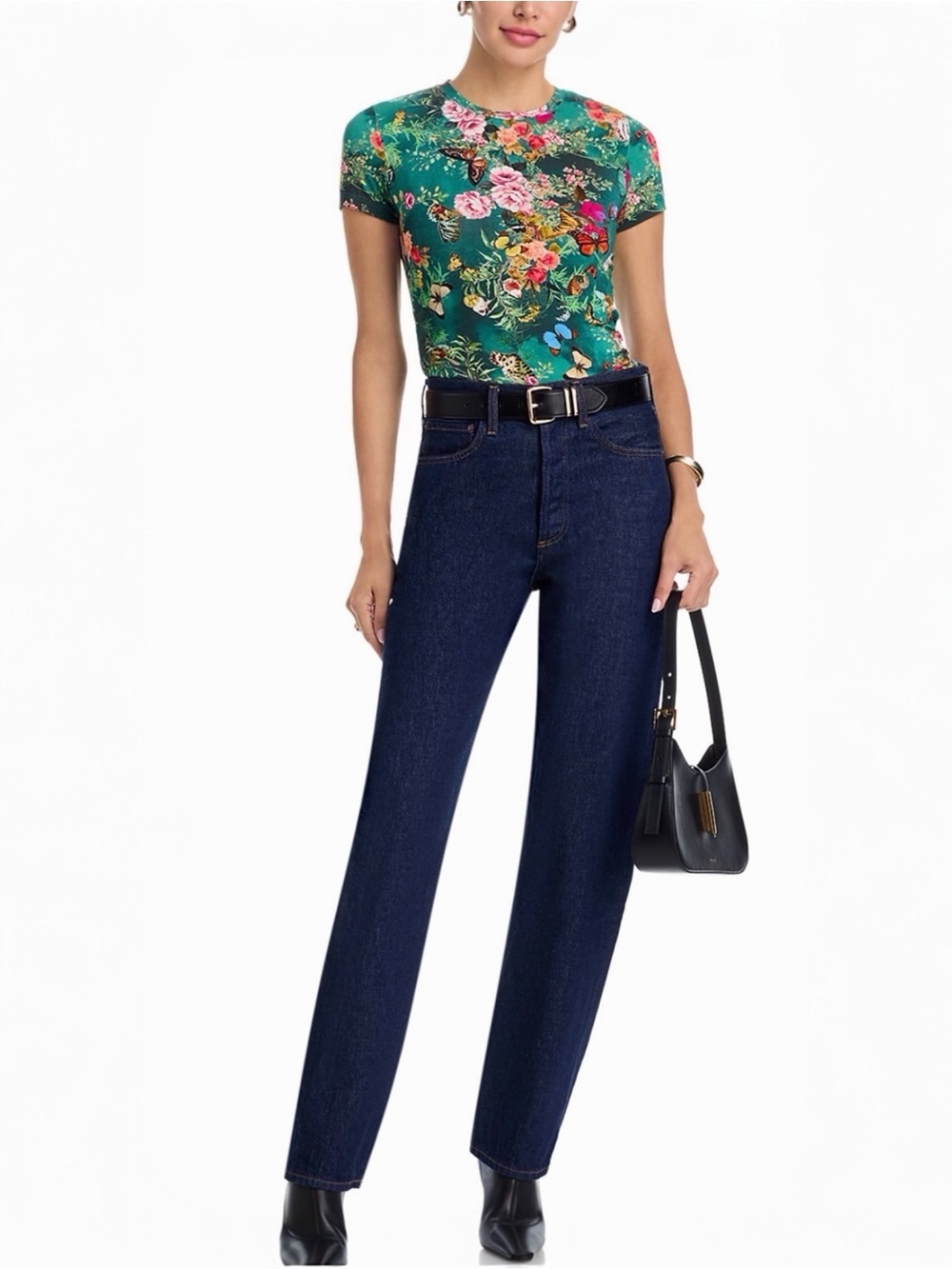 L'AGENCE Ressi Charonda Butterfly Floral Print Women’s Fitted Tee Size XSmall - Picture 7 of 12